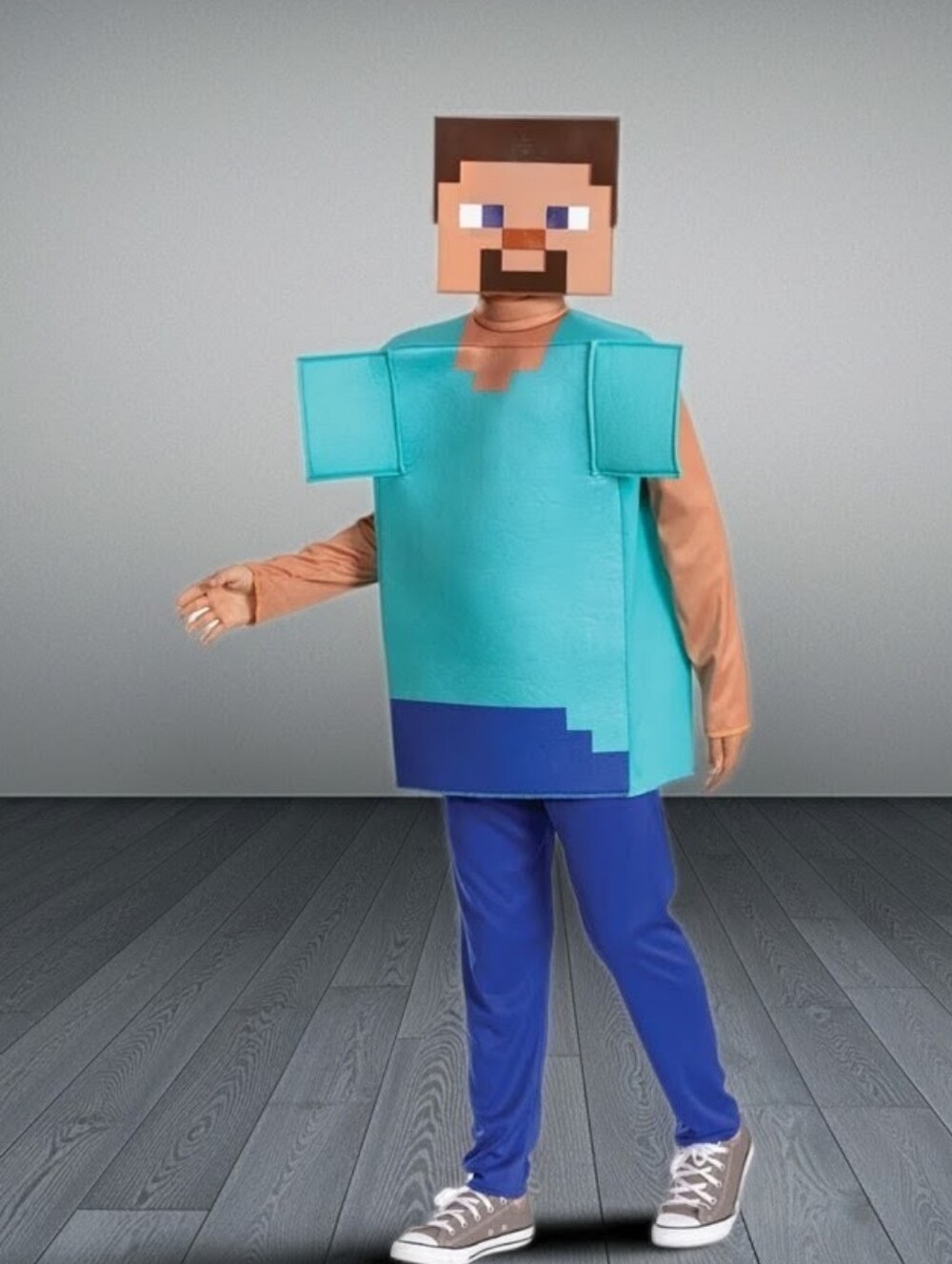 Minecraft Steve Classic Costume Gamer Birthday Party DressUp Playdate Kid Sz L
